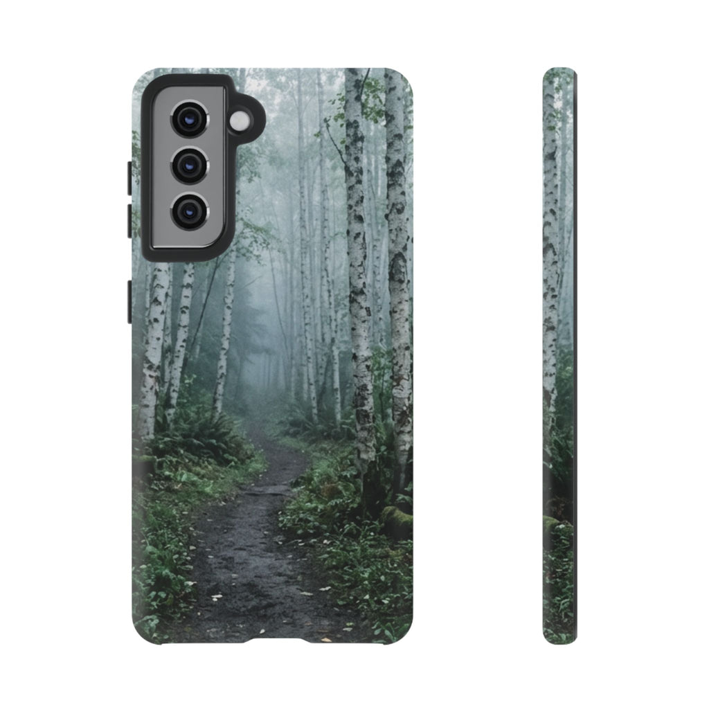 Twilight Birch Tree Path Phone Case
