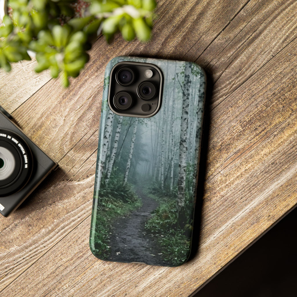 Twilight Birch Tree Path Phone Case
