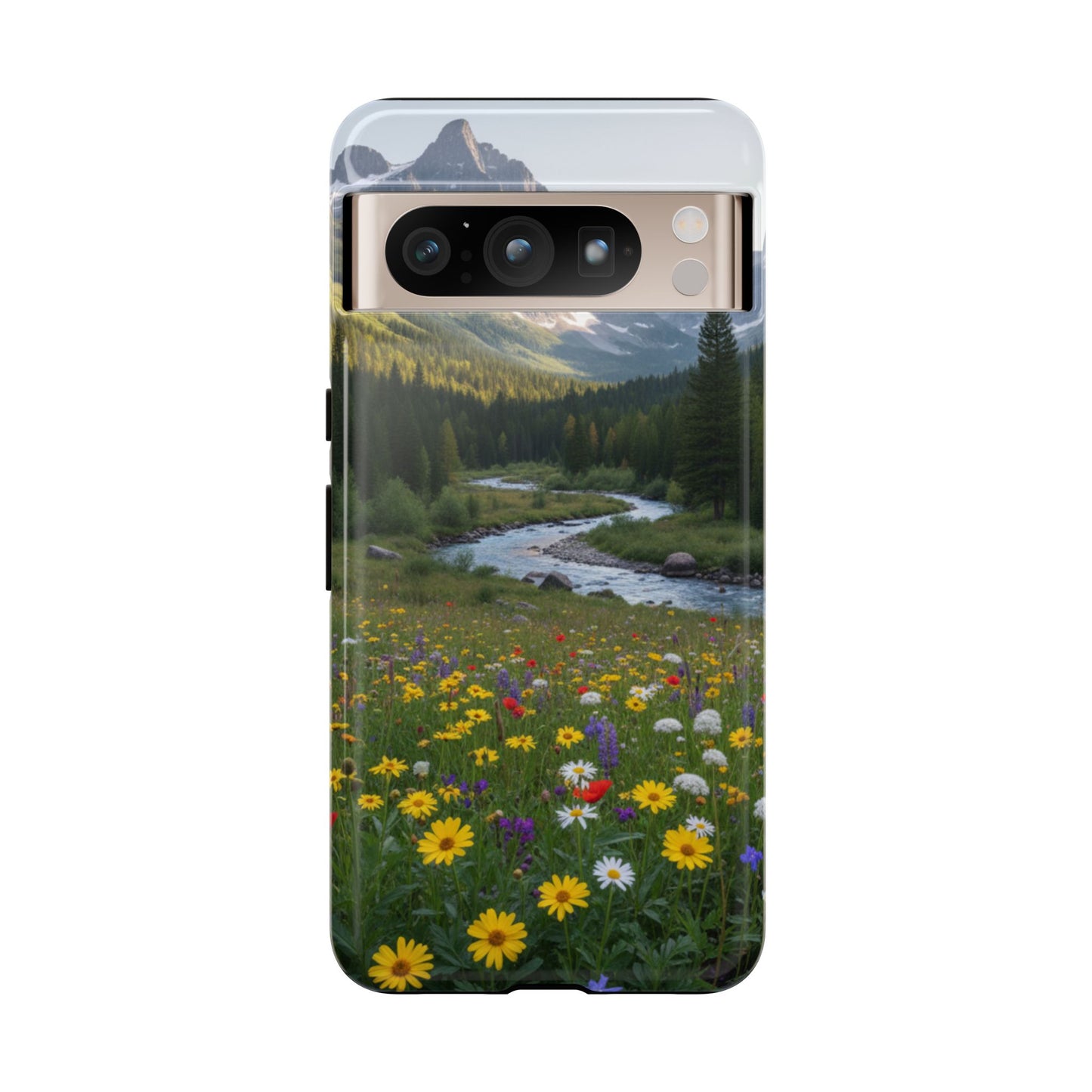 Mountain Meadow Serenity Phone Case - Tough Case with Nature Scenic Design