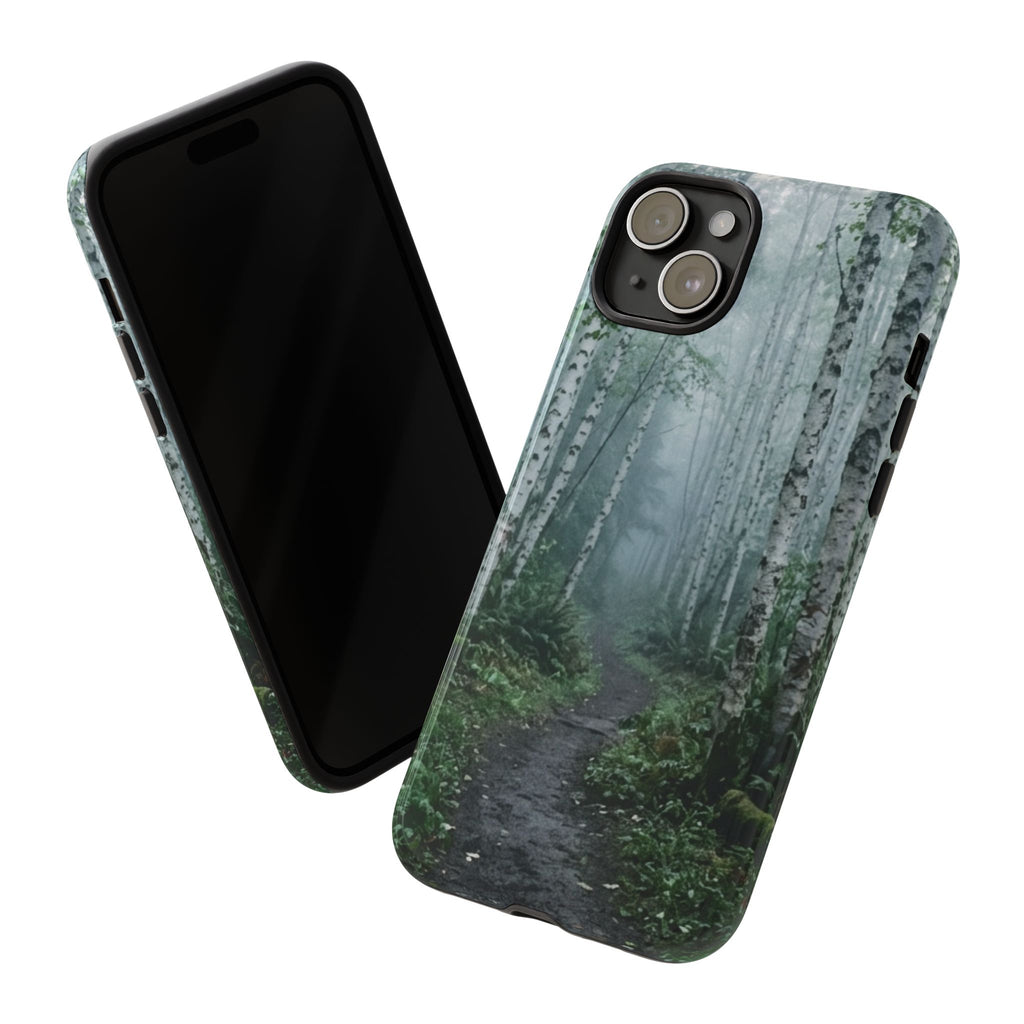 Twilight Birch Tree Path Phone Case