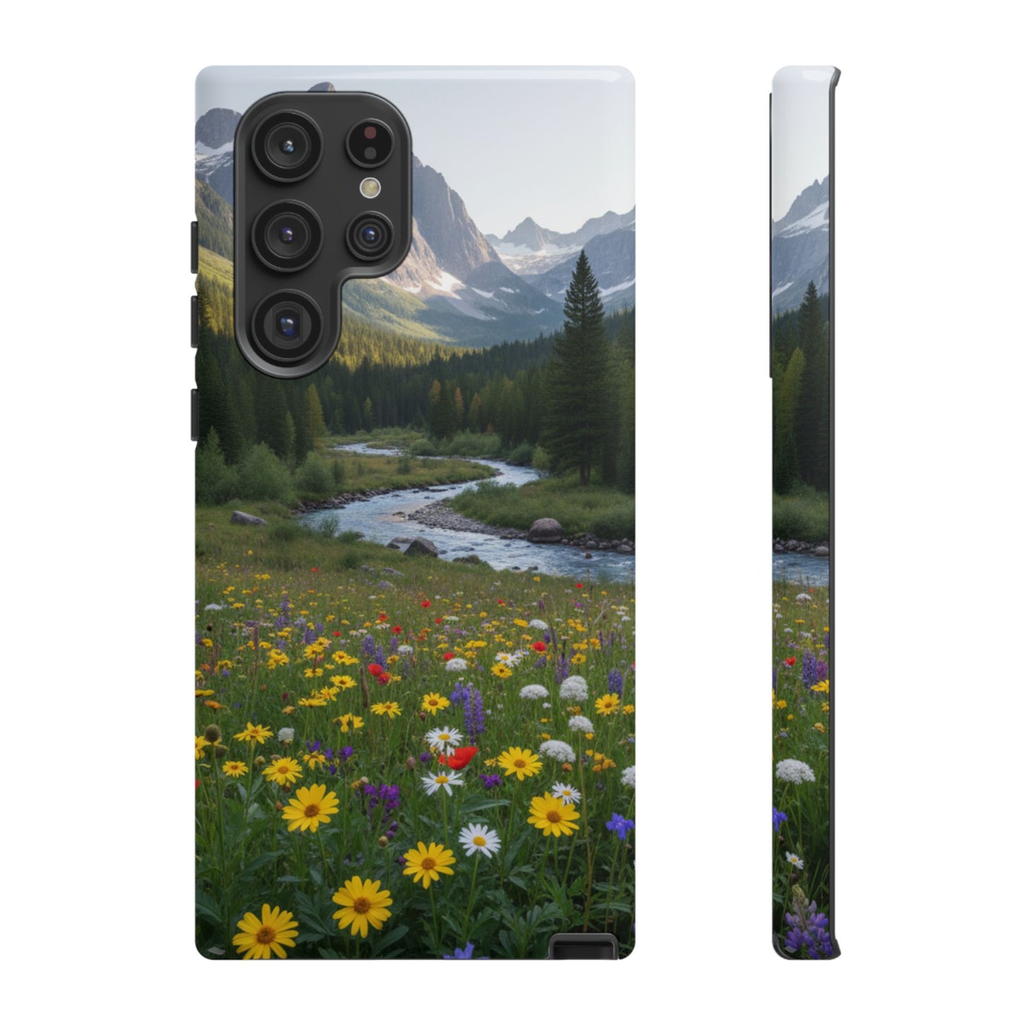 Mountain Meadow Serenity Phone Case - Tough Case with Nature Scenic Design