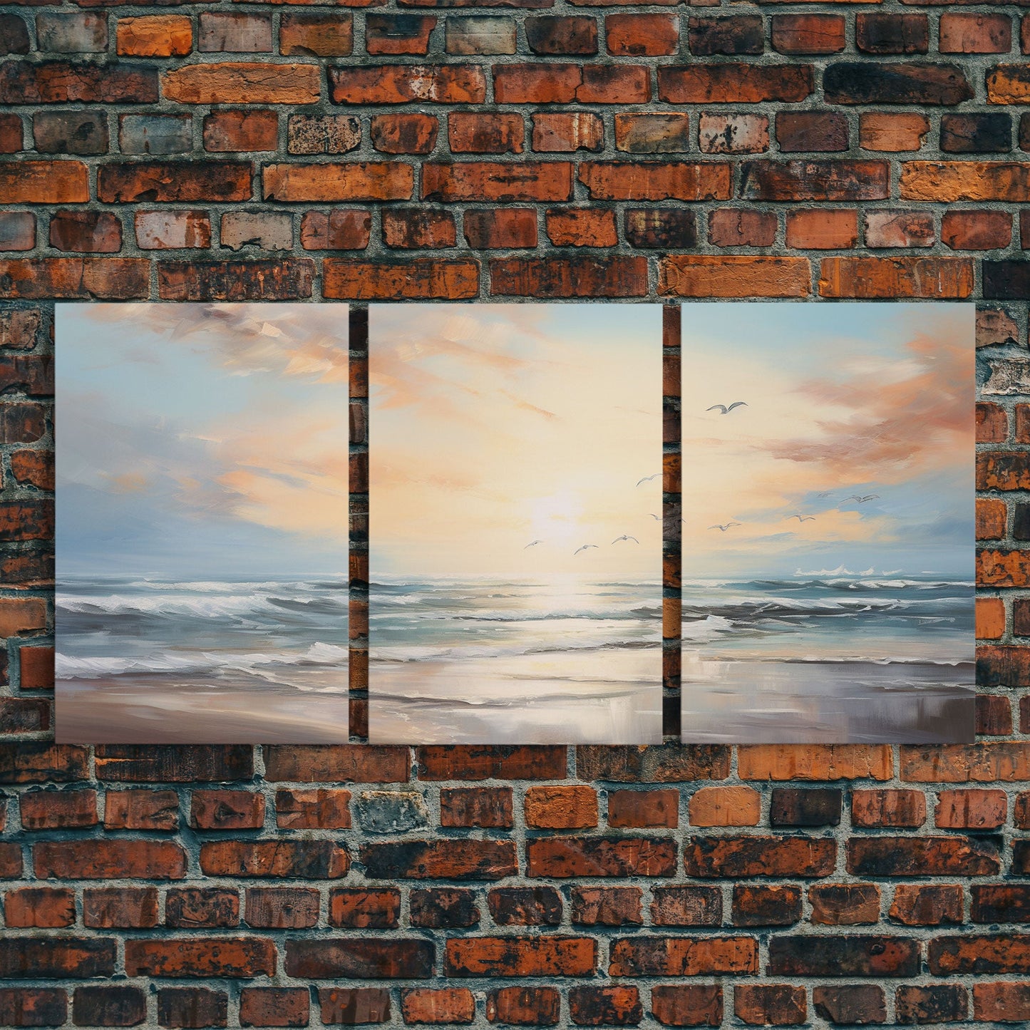 3 Panel Art Beach Painting  | Framed Canvas Print