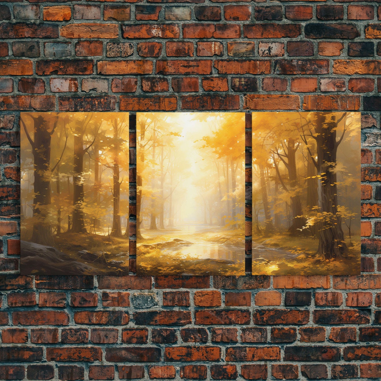 3 Panel Golden Hour Forest | Framed Canvas Print