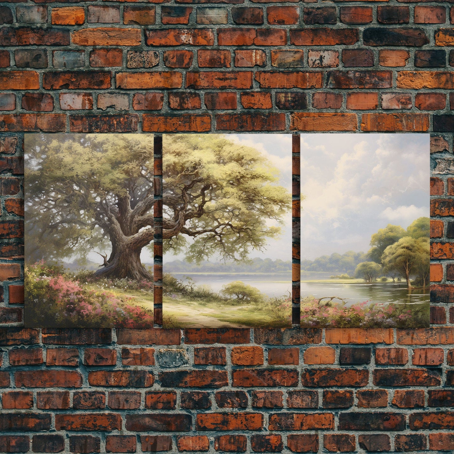 3 Panel Big Tree Lake | Framed Canvas Print