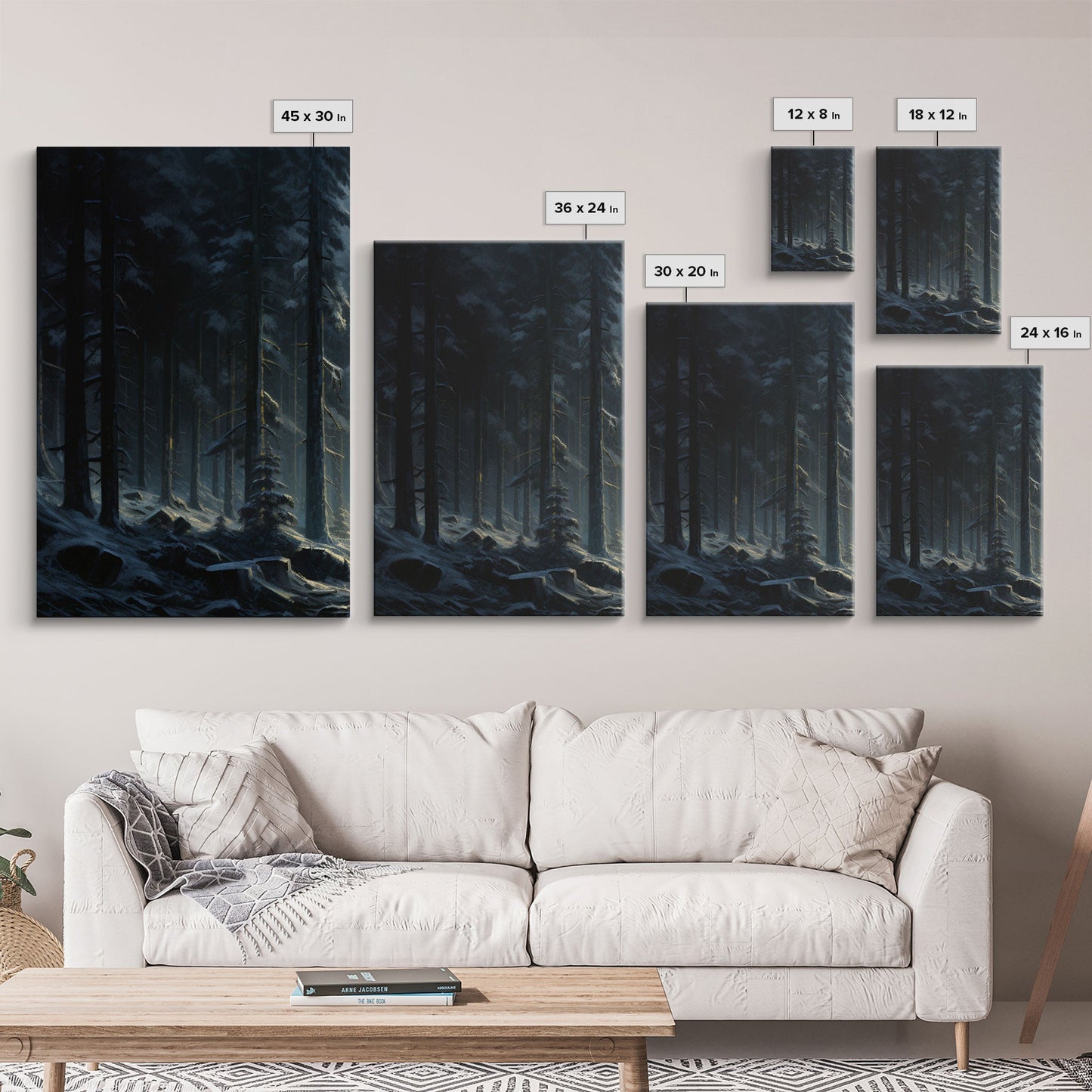 3 Panel Dark Winter | Framed Canvas Print