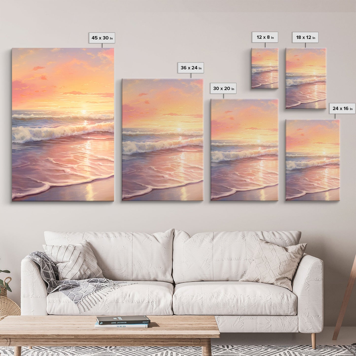 3 Panel Oil Painting Ocean Sunset | Framed Canvas Print