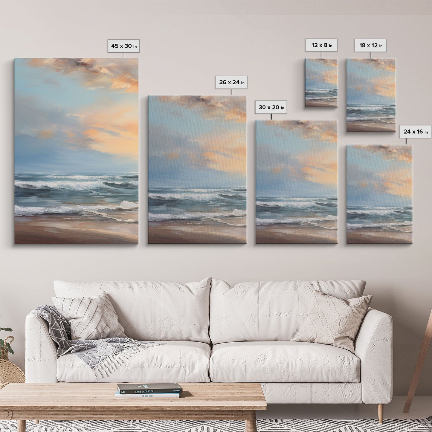 3 Panel Oil Painting Beach Sunrise | Framed Canvas Print