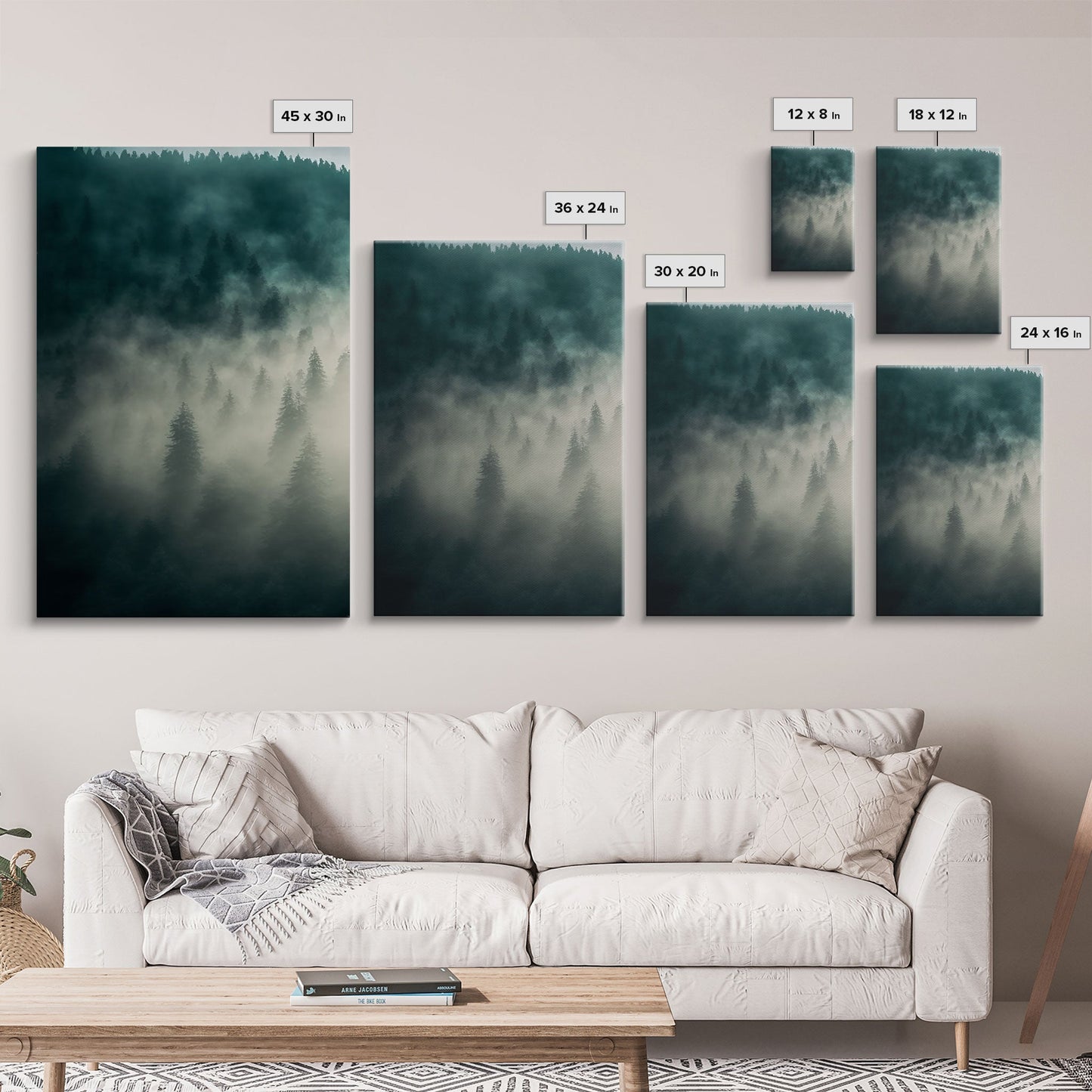 3 Panel Misty Forest Fog | Framed Canvas Print