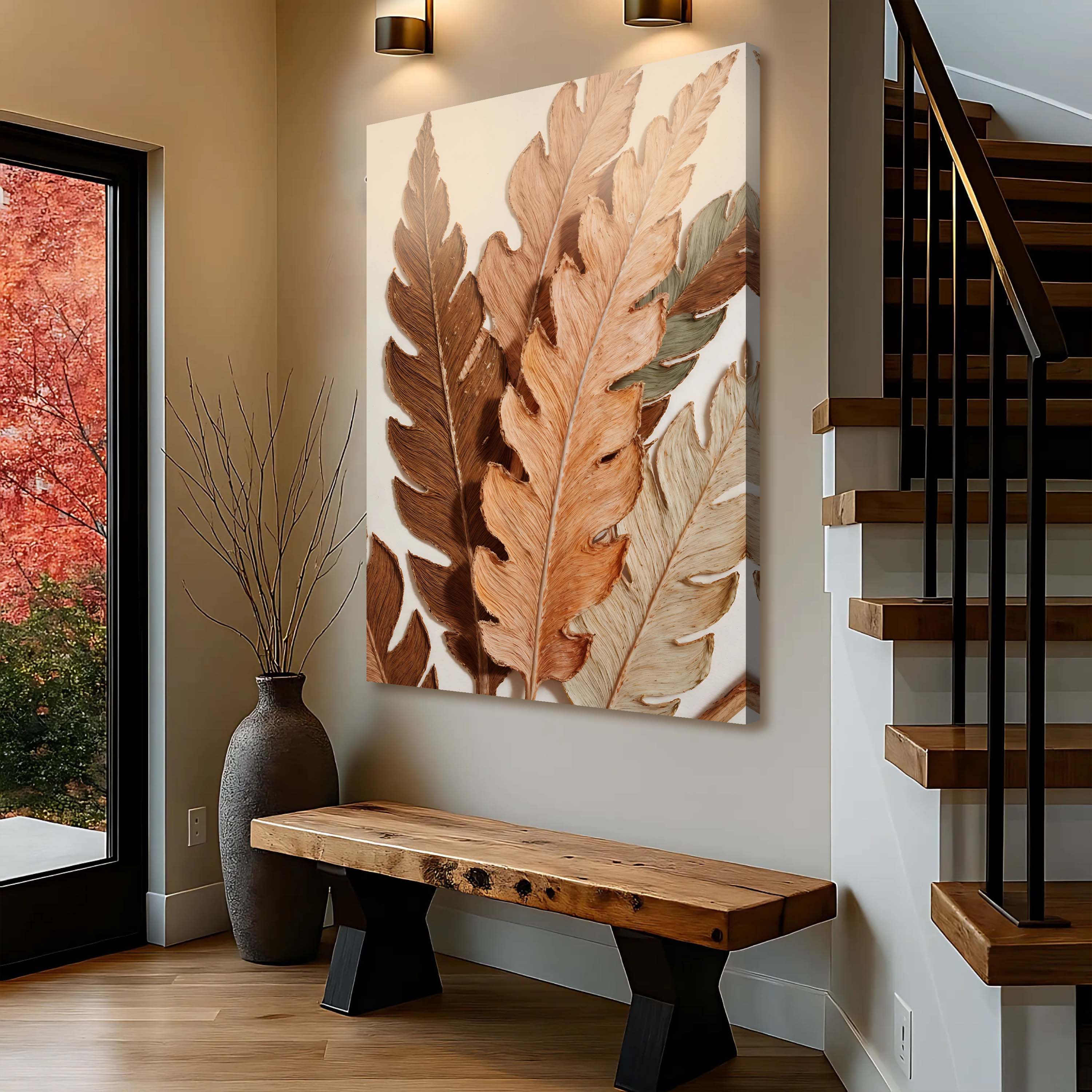 Abstract Autum Leaves wall art with nature-inspired artwork - product view 4