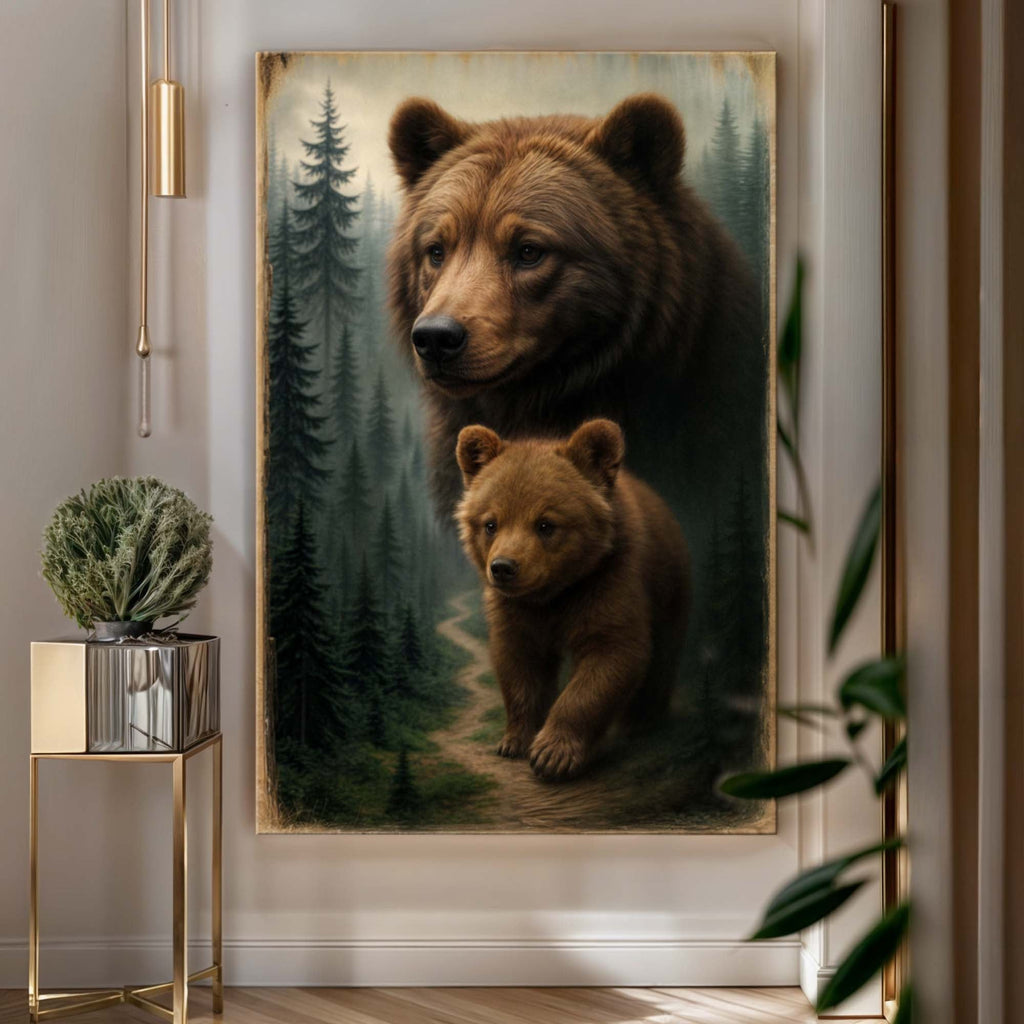 Path of the Wild Kin Bear and Cub wall art with nature-inspired artwork