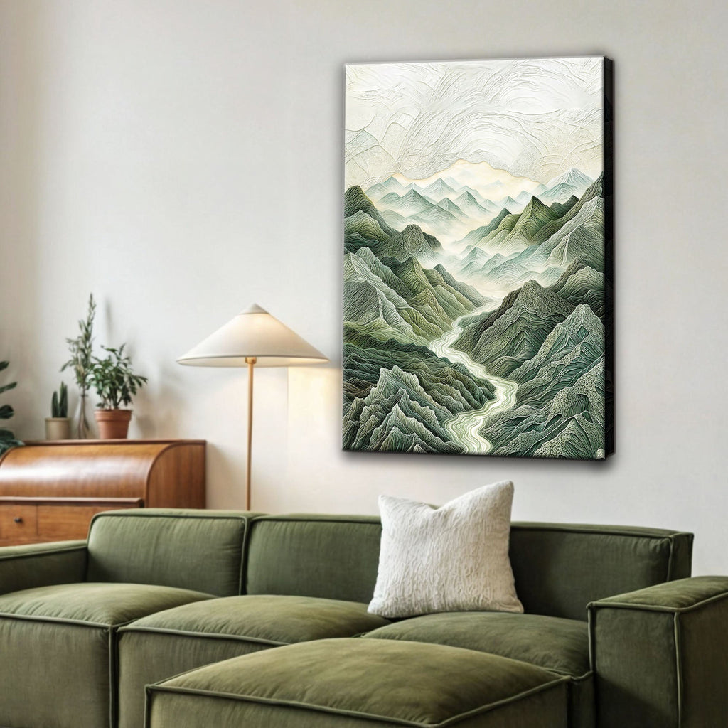 Abstract Mountain and River Landscape wall art with nature-inspired artwork - product view 4