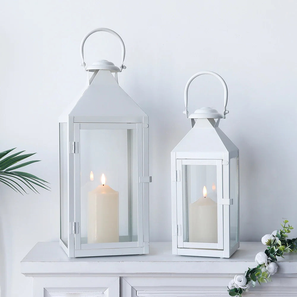 Set of 2 decorative candle lantern with nature-inspired artwork - product view 3