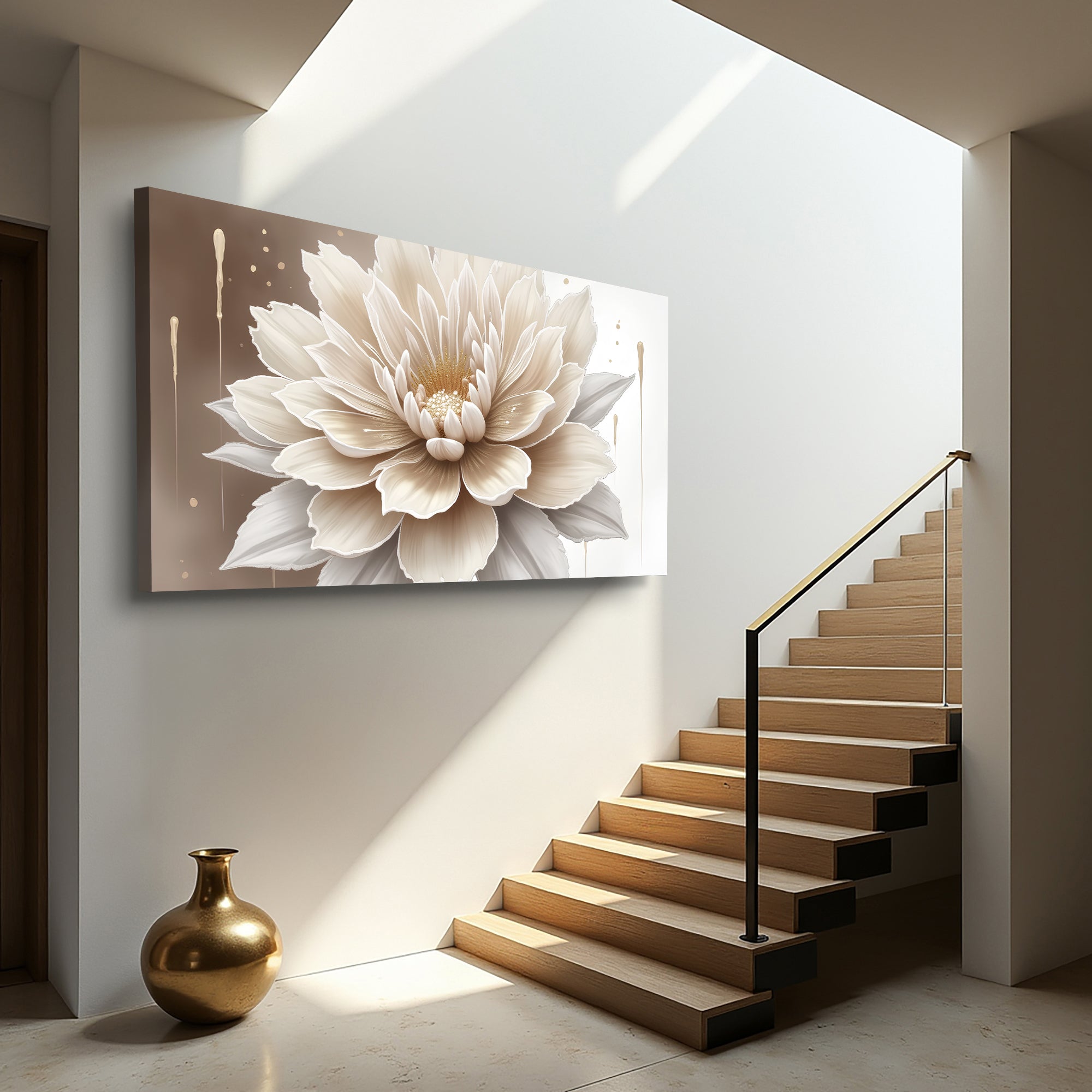 Single Beige Flower Abstract wall art with nature-inspired artwork - product view 3
