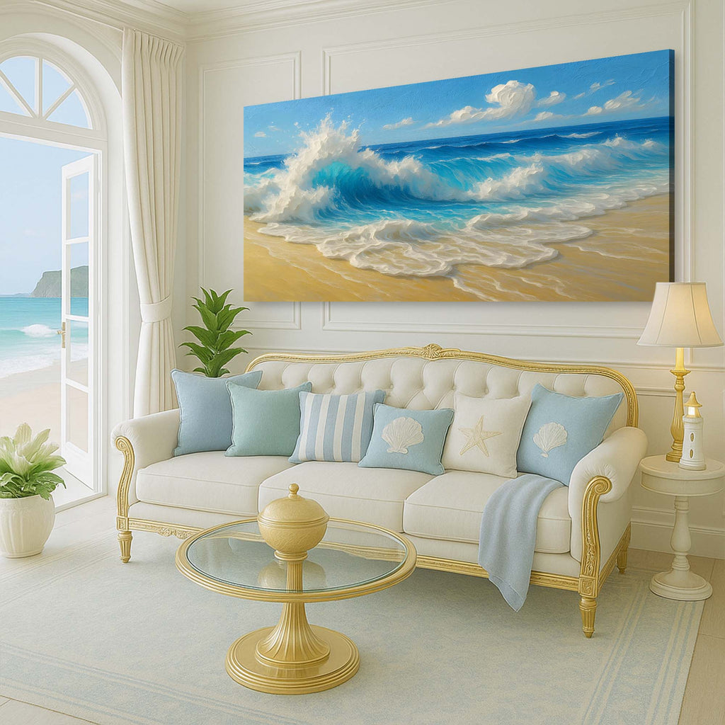 Serene Ocean Wave Coastal V wall art with nature-inspired artwork - product view 2