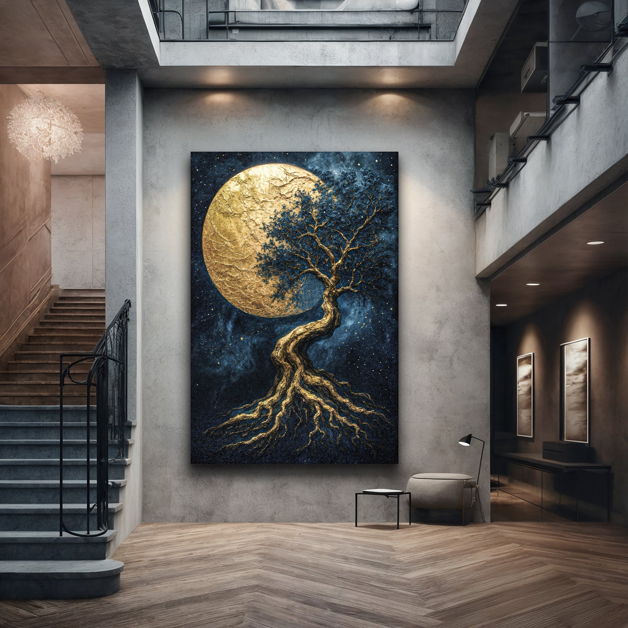Lunar Tree of Life wall art with nature-inspired artwork - product view 3