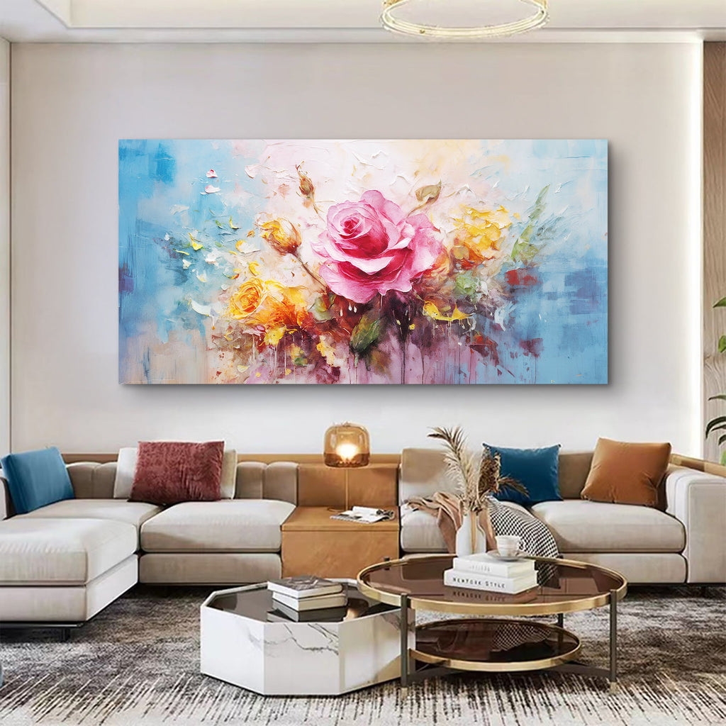 Rose Flower Impasto wall art with nature-inspired artwork - product view 2