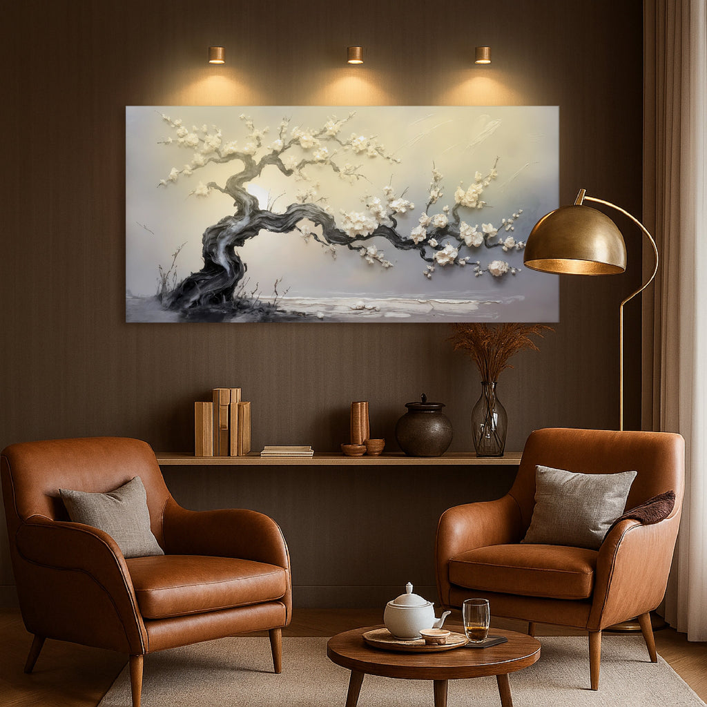 White Blossom wall art with nature-inspired artwork - product view 3