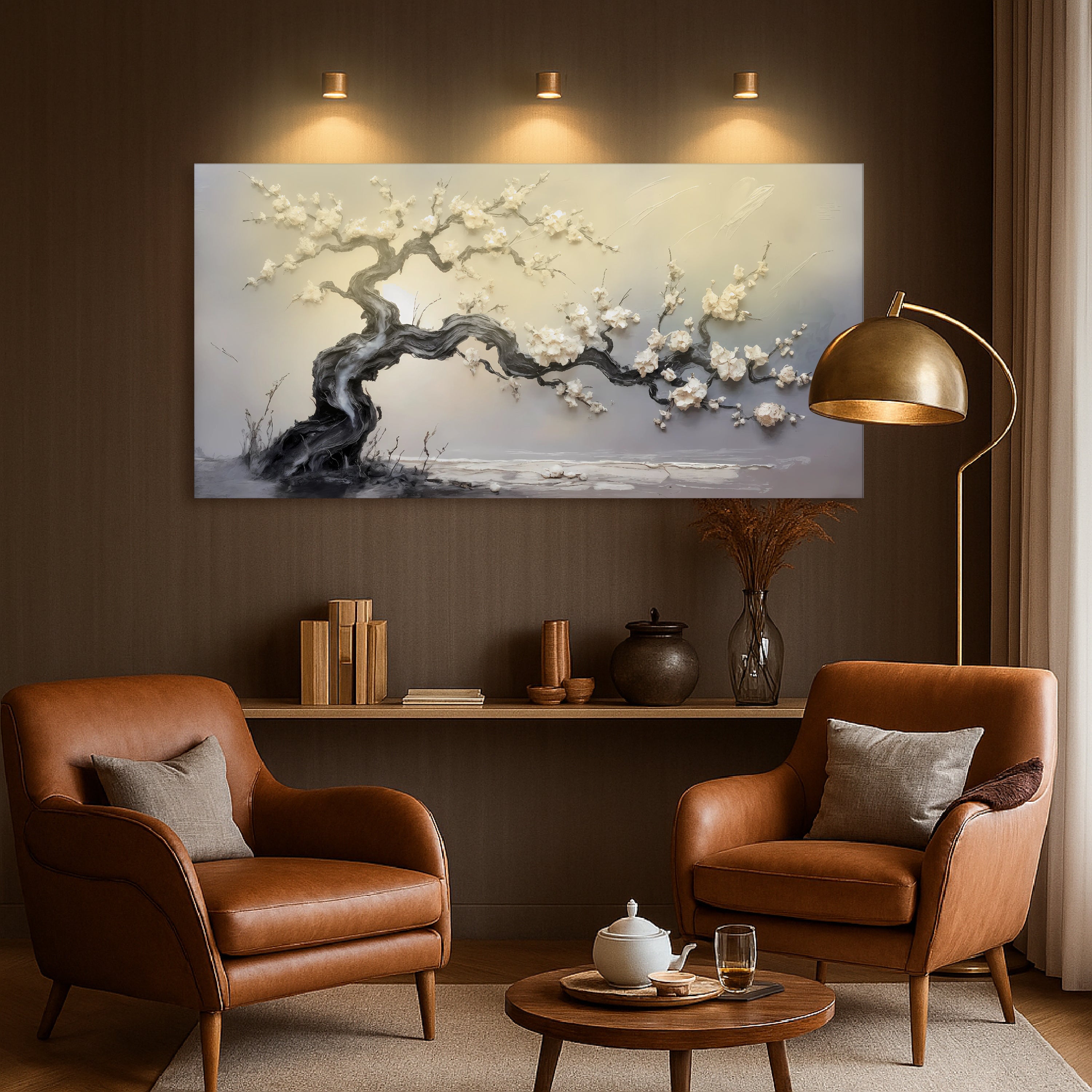 White Blossom wall art with nature-inspired artwork - product view 3