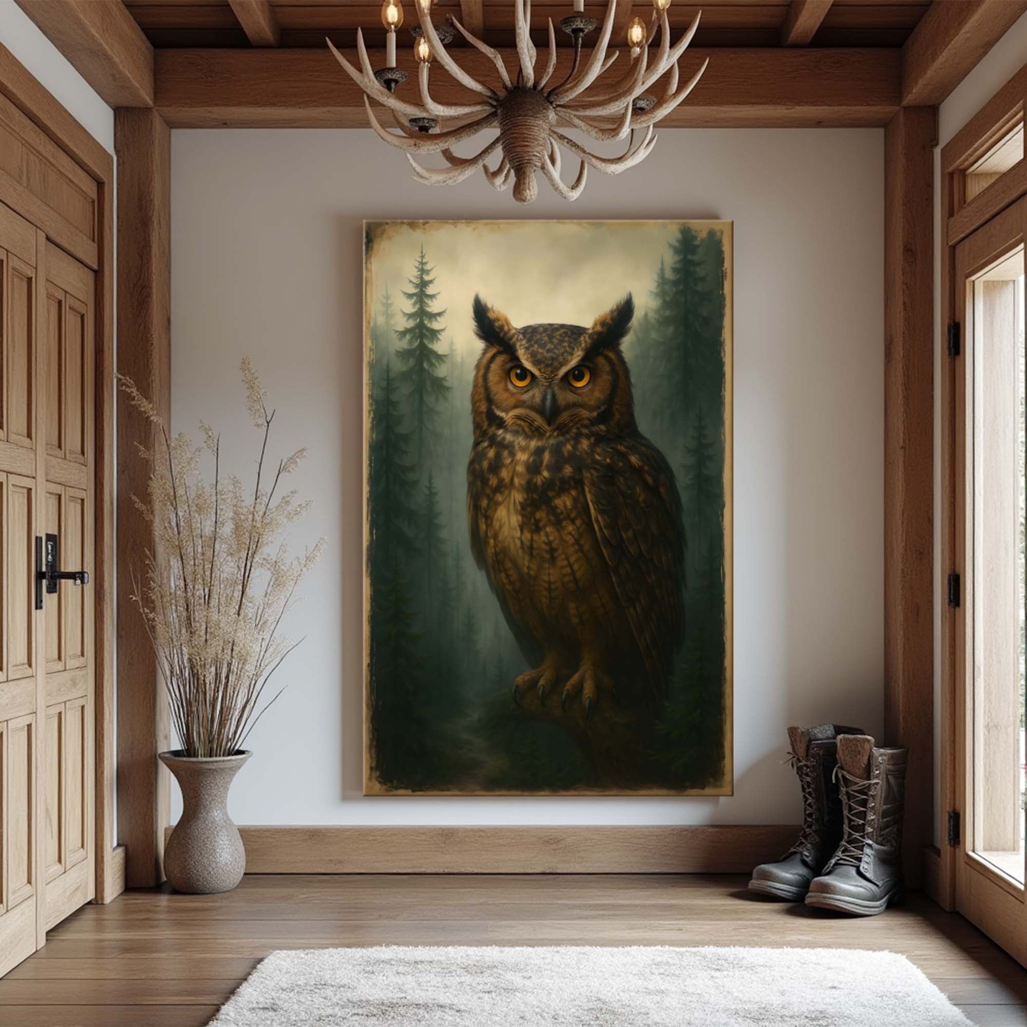Watcher of the Woods Owl wall art with nature-inspired artwork - product view 4