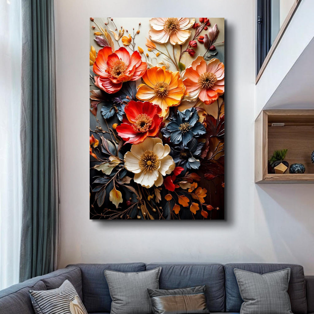 Blooming Garden Rhapsody Impasto wall art with nature-inspired artwork - product view 3