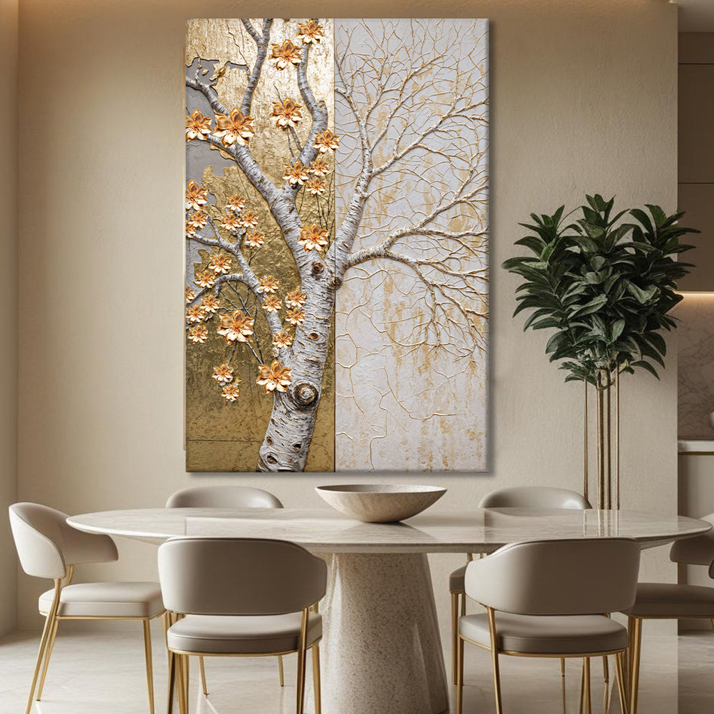 Ivory Seasons Impasto wall art with nature-inspired artwork - product view 3