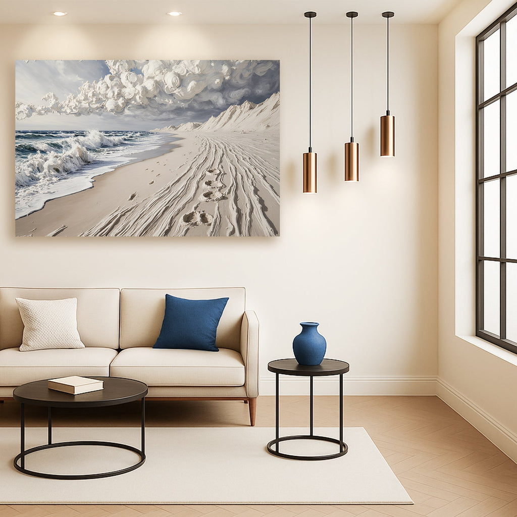 Footprints in the Sand wall art with nature-inspired artwork - product view 4