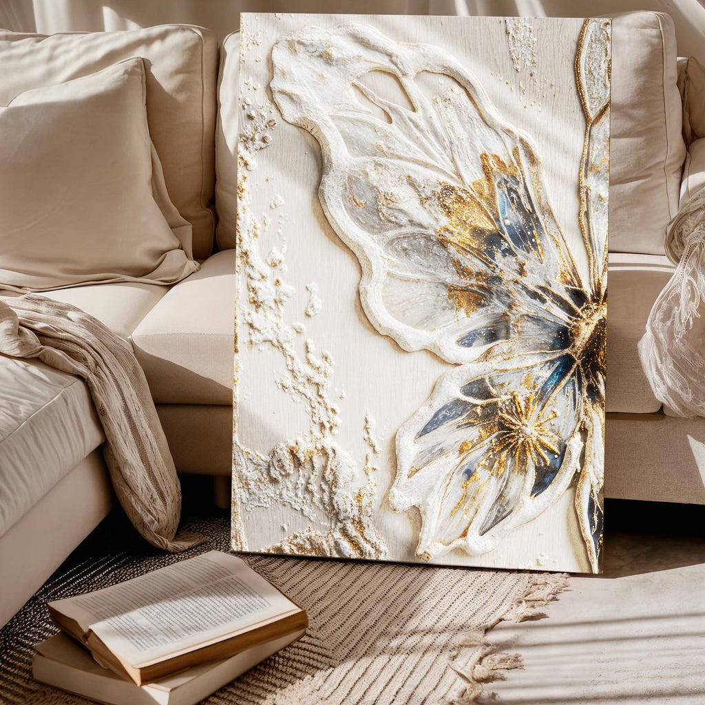 Half Butterfly wall art with nature-inspired artwork - product view 3