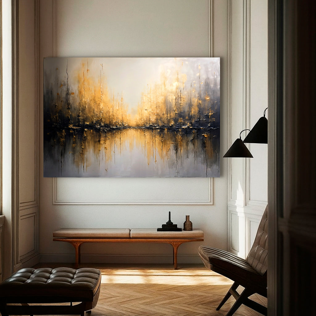 Golden Reflections Abstract wall art with nature-inspired artwork - product view 4