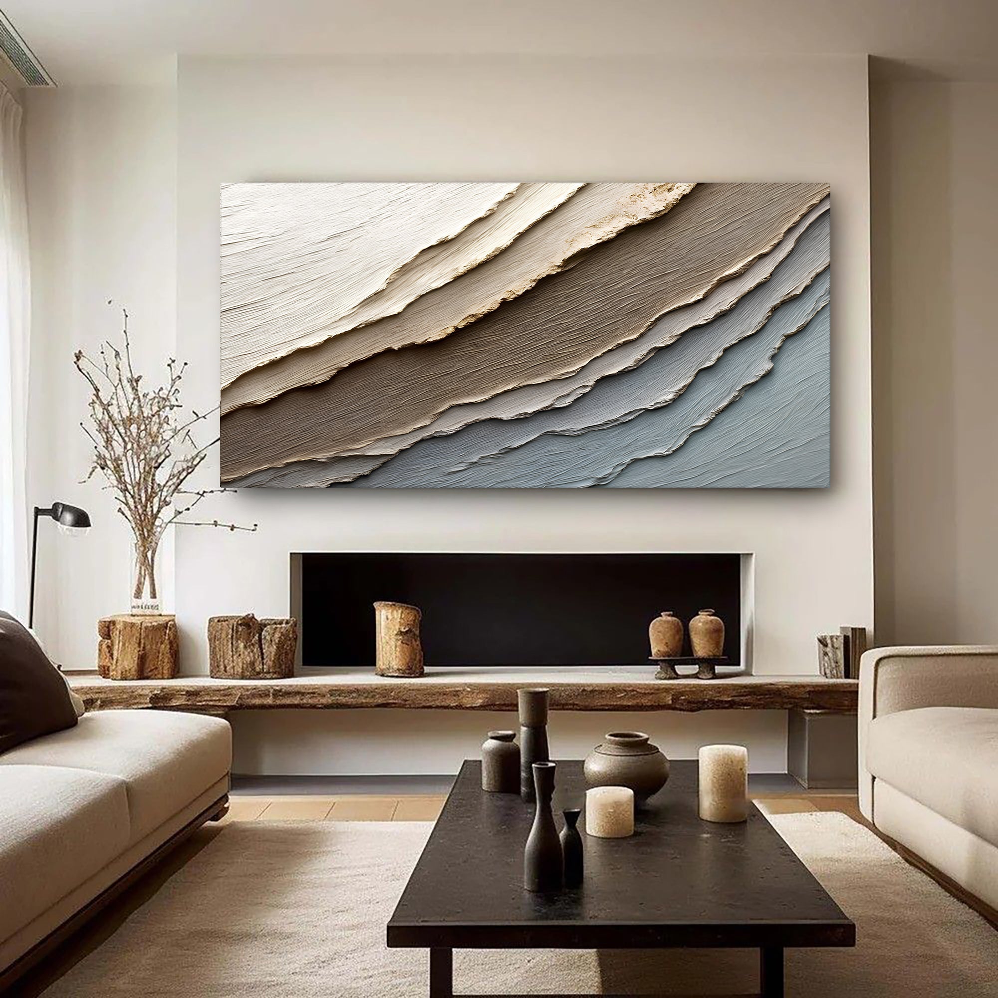 Abstract Earth Tones wall art with nature-inspired artwork - product view 3