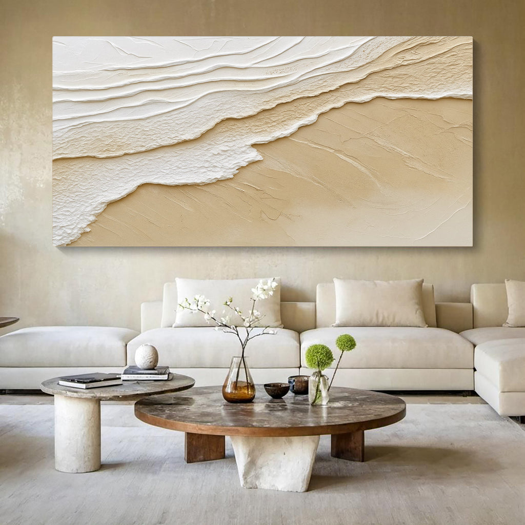 Neutral Ocean Waves wall art with nature-inspired artwork - product view 3
