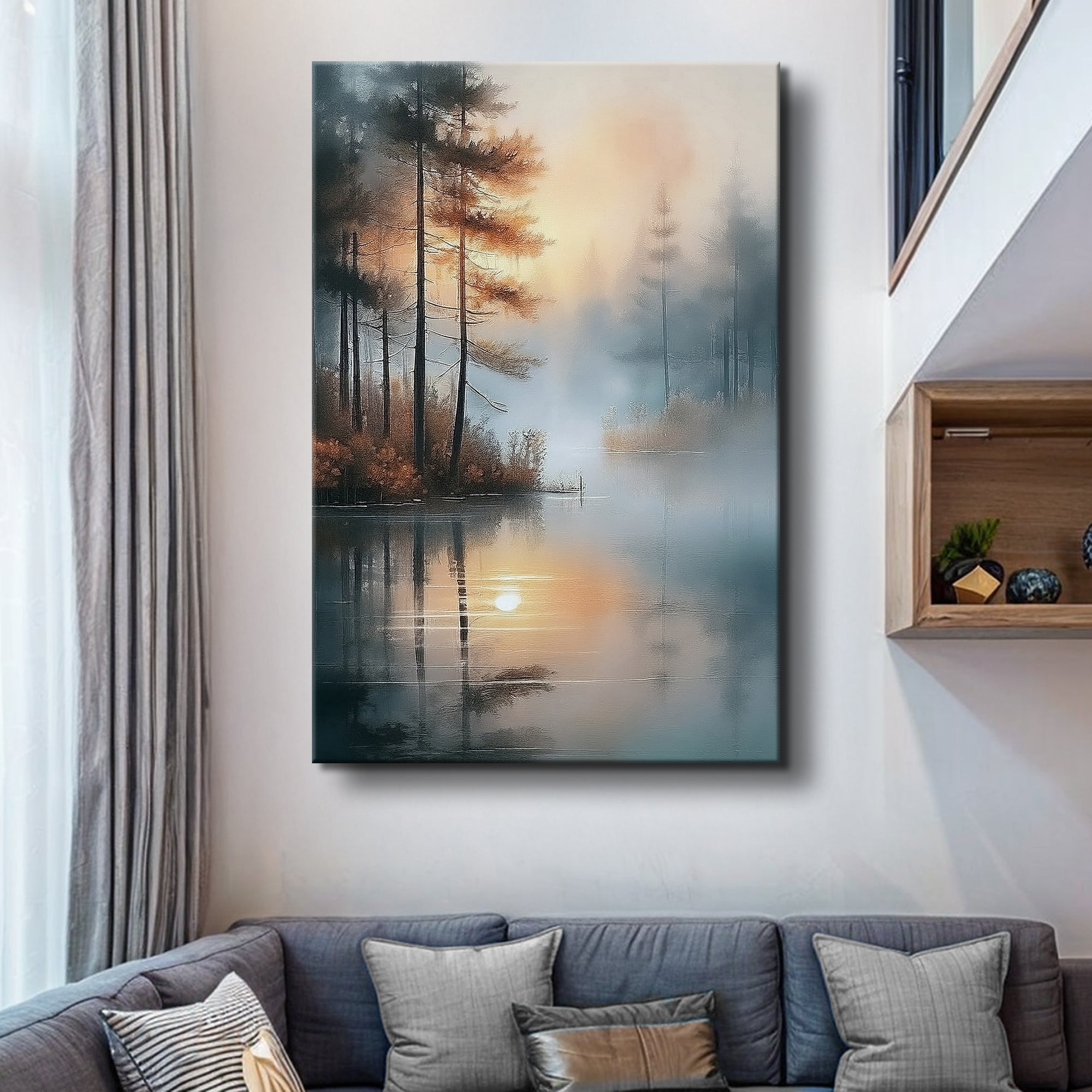 Misty Lake wall art with nature-inspired artwork - product view 2