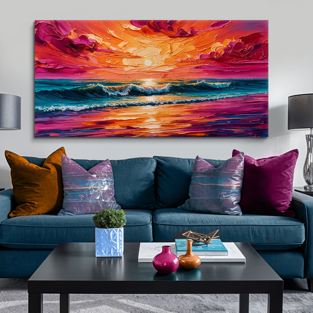 Coastal Sunset Impasto wall art with nature-inspired artwork - product view 3
