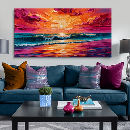 Coastal Sunset Impasto wall art with nature-inspired artwork - product view 3