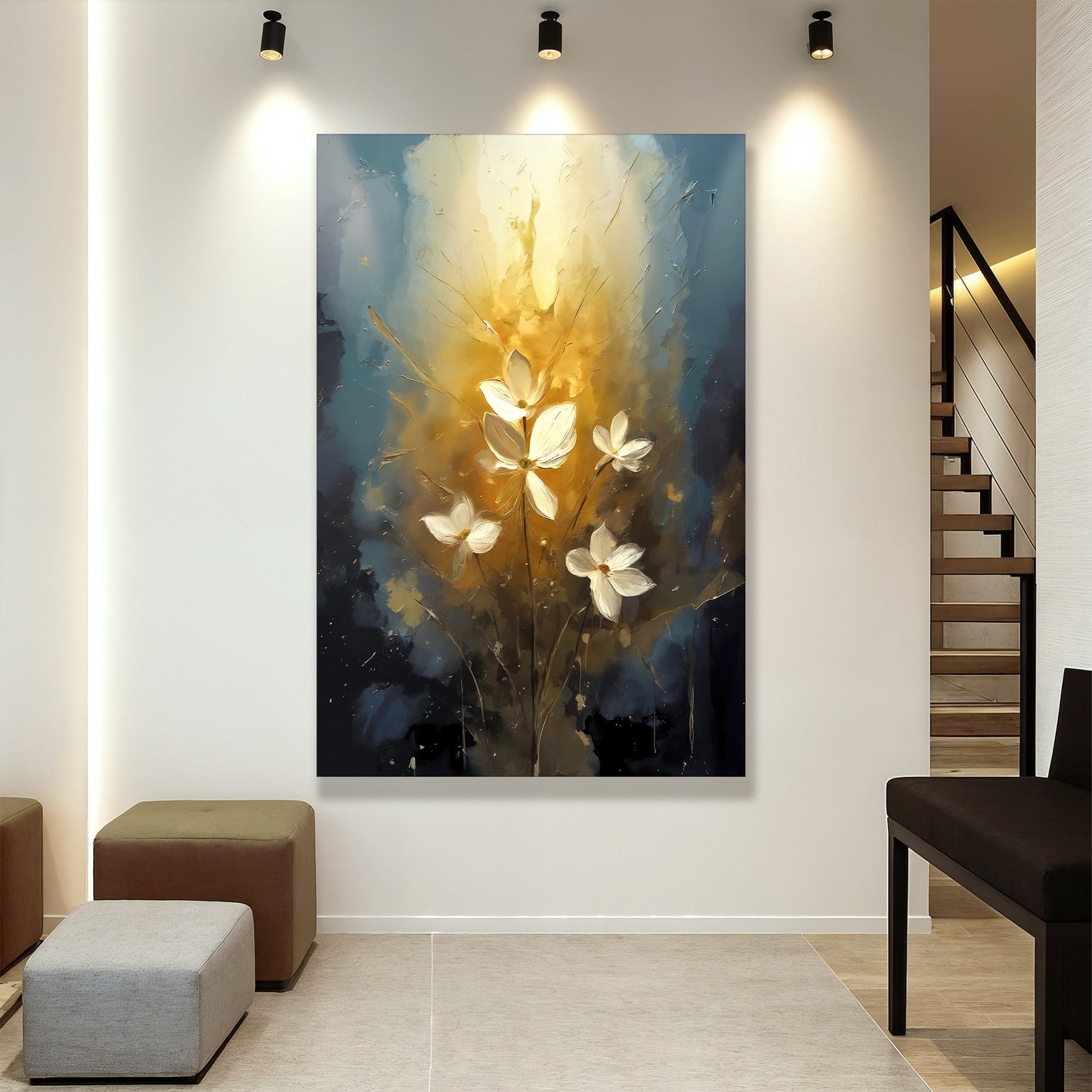 Golden Glow Elegant Flower wall art with nature-inspired artwork - product view 3