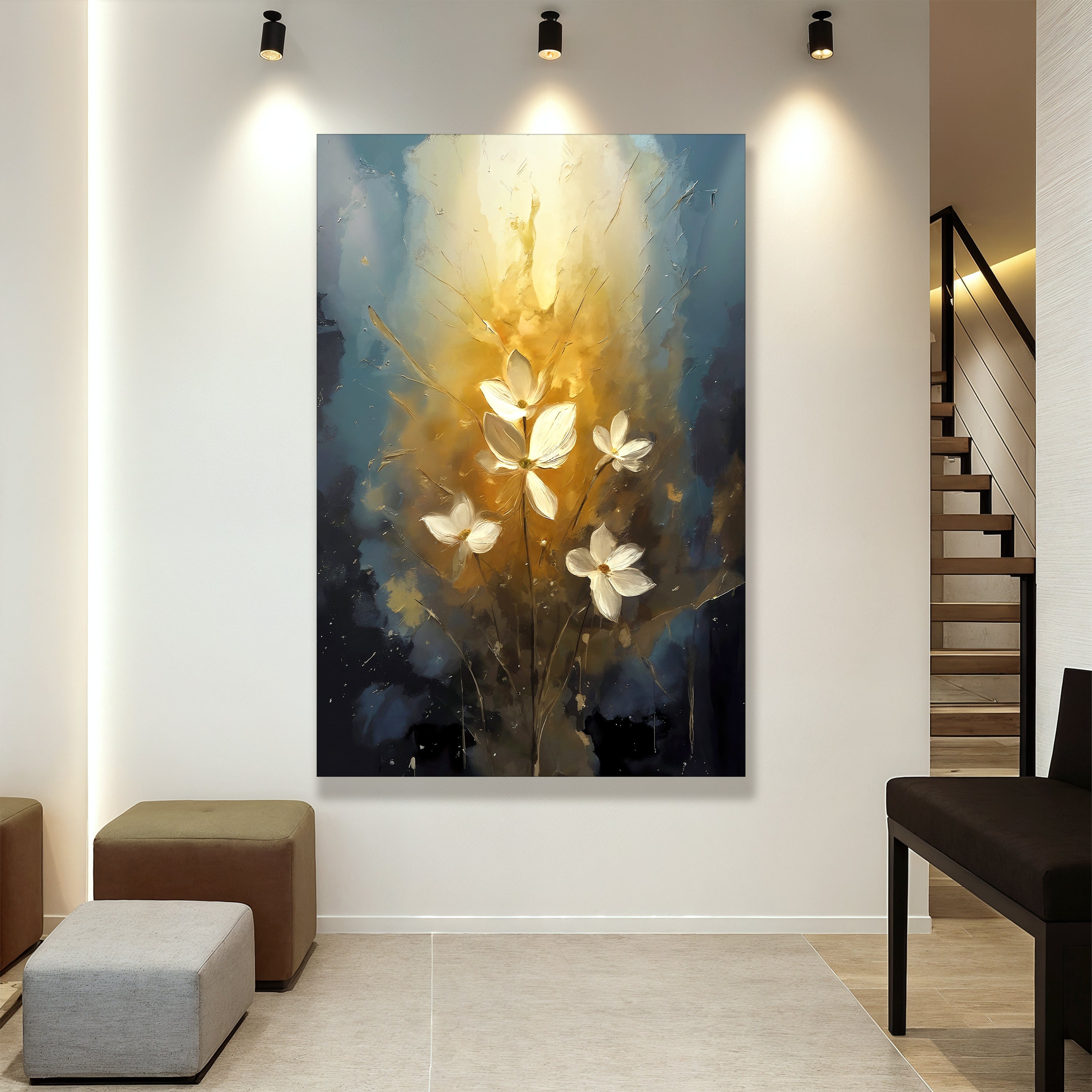 Golden Glow Elegant Flower wall art with nature-inspired artwork - product view 3