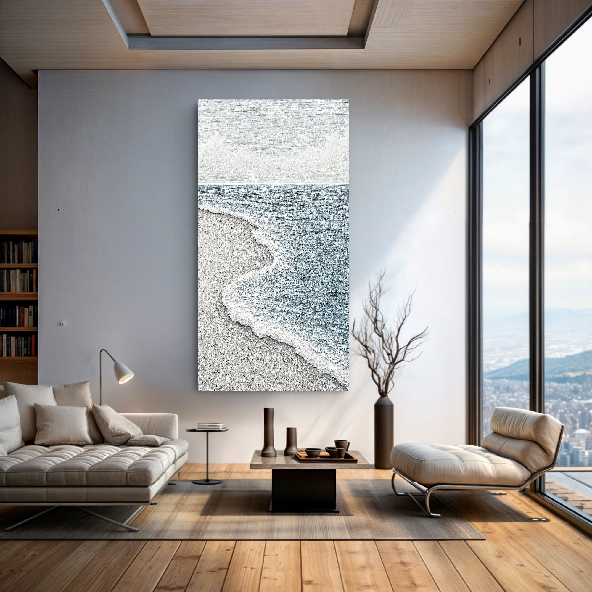 White Waves Abstract wall art with nature-inspired artwork - product view 3