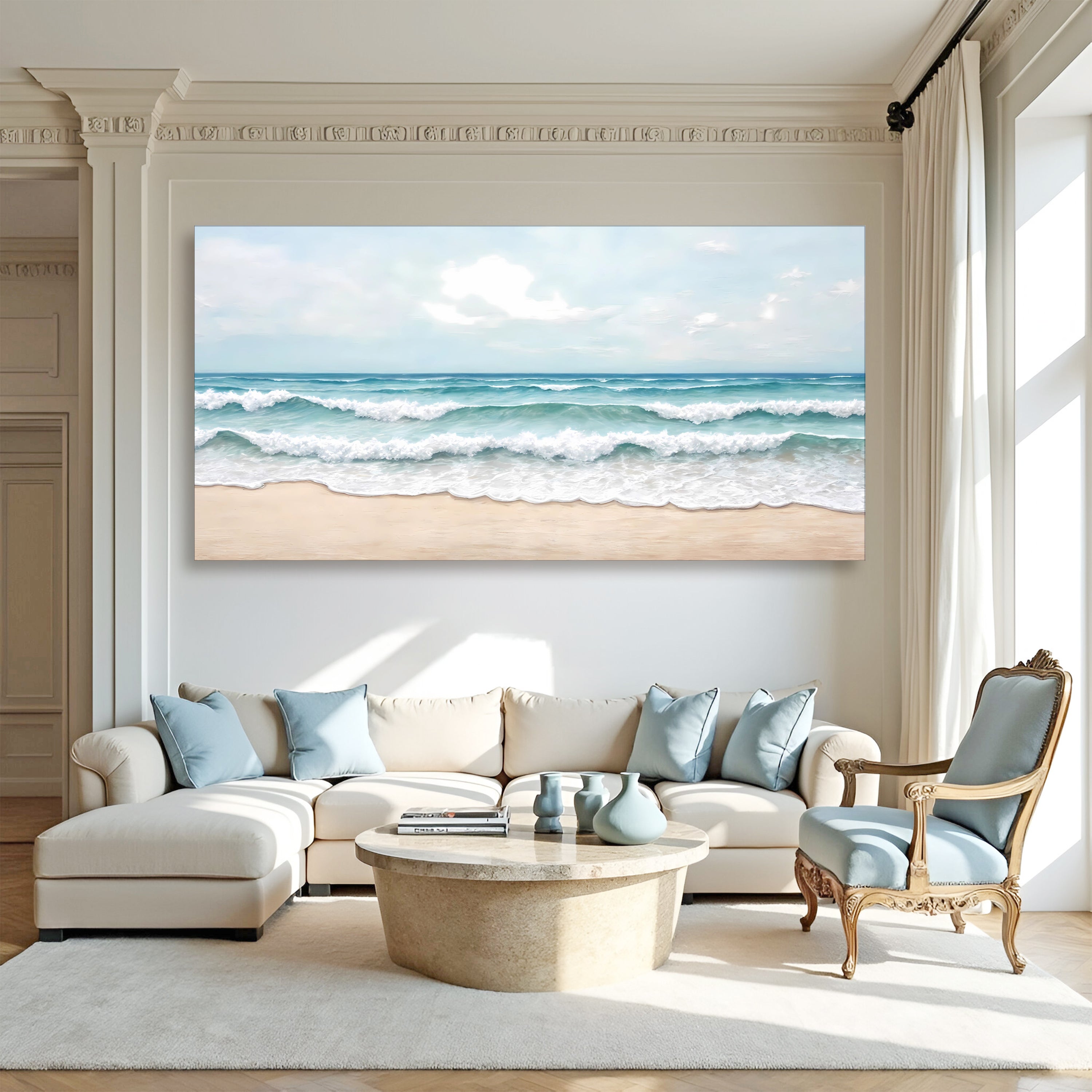 Serene Ocean Wave Coastal wall art with nature-inspired artwork - product view 3