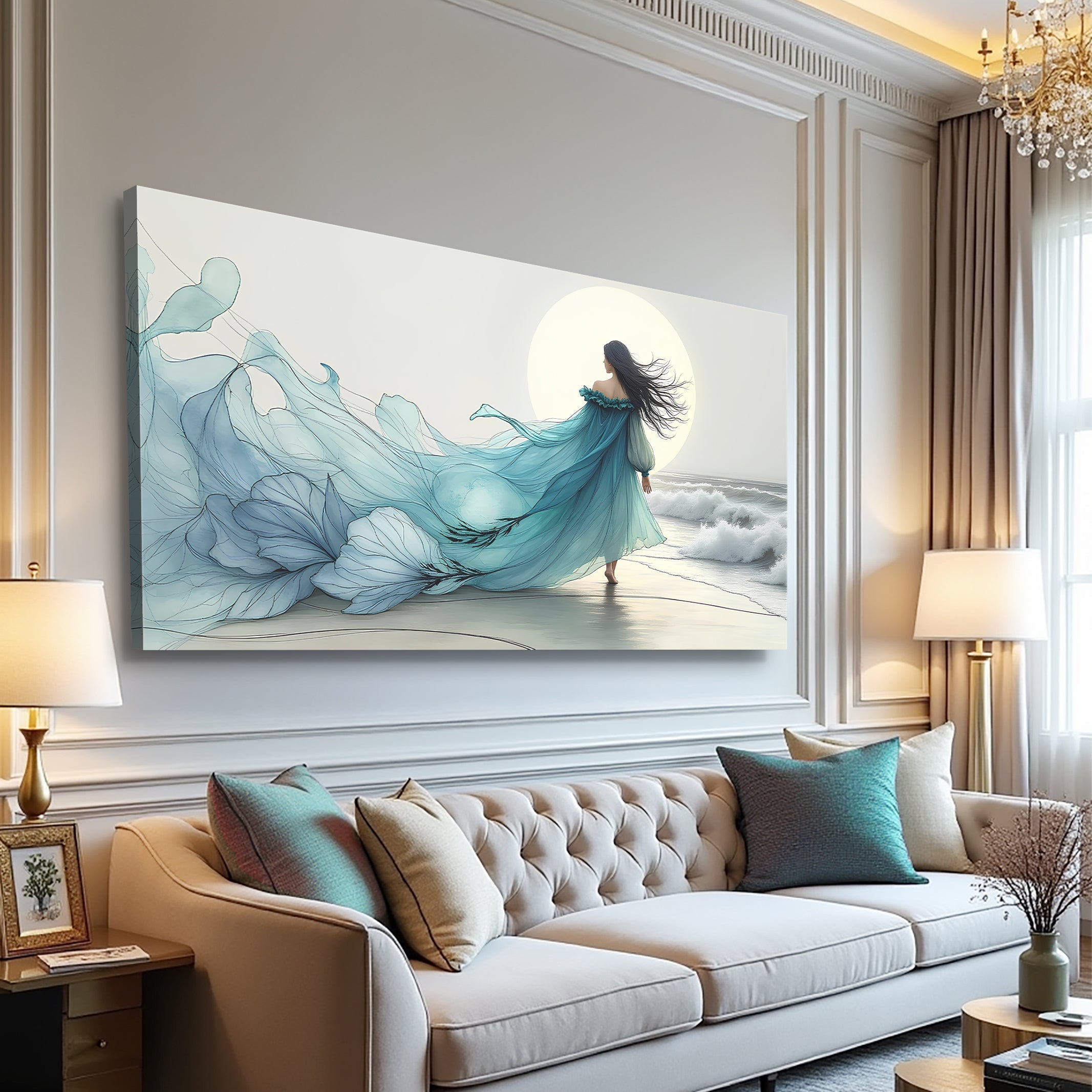 Swirling Winds by the Ocean Abstract wall art with nature-inspired artwork - product view 4