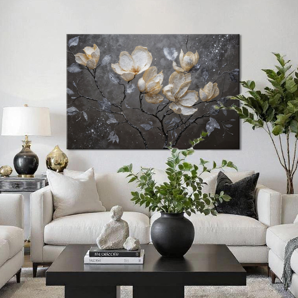 Midnight Magnolias wall art with nature-inspired artwork - product view 3