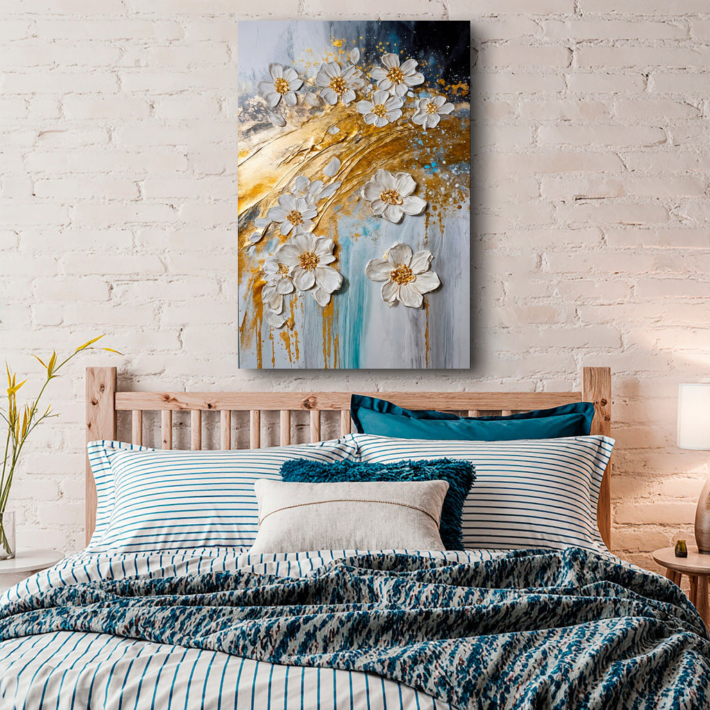 Abstract Gold Floral wall art with nature-inspired artwork - product view 3