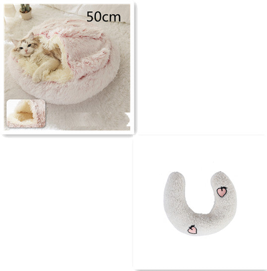 2 in 1 Dog and Cat Bed Pet Winter Bed Round Plush Warm Bed House Soft uncategorized / needs cleanup with nature-inspired artwork - product view 46