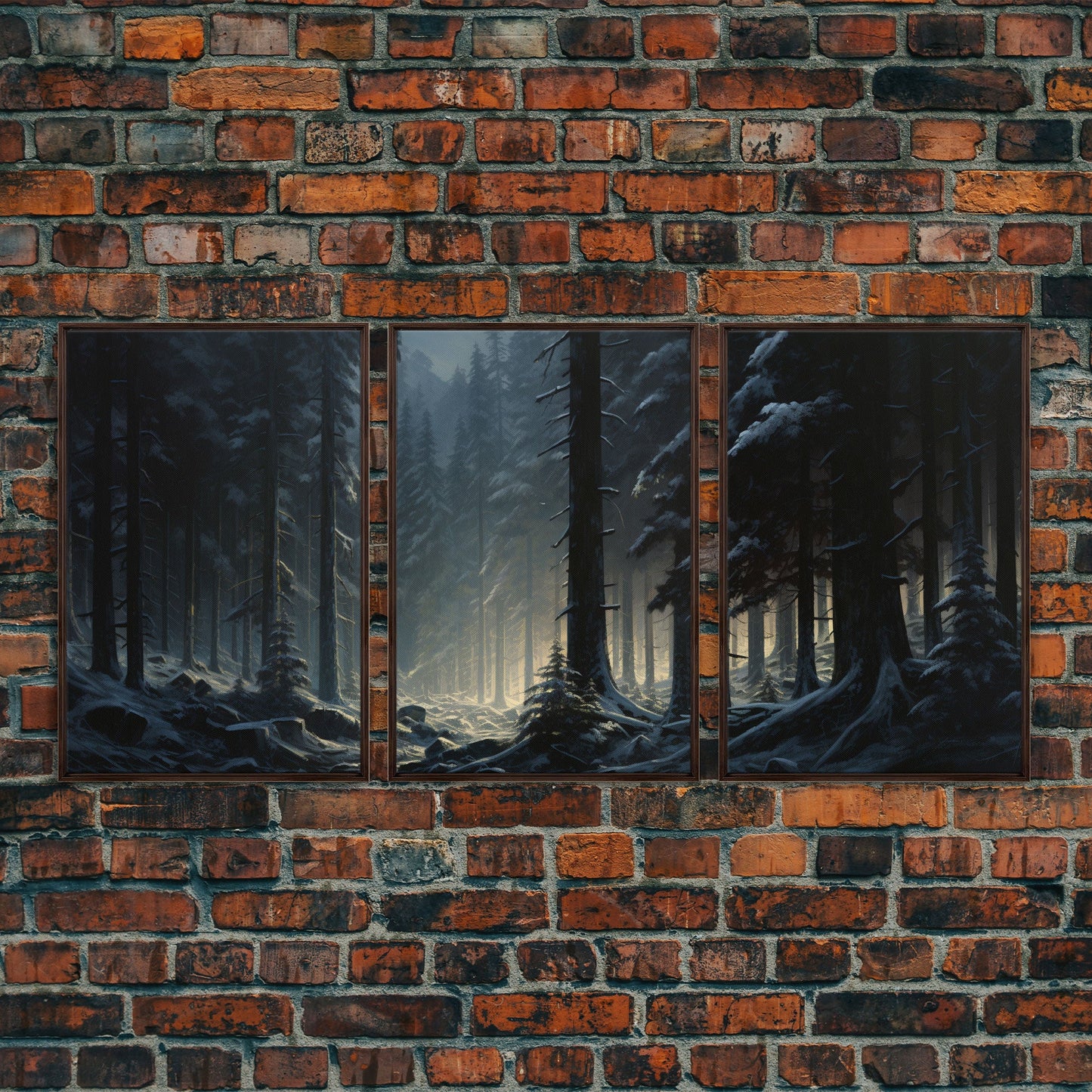 3 Panel Dark Winter | Framed Canvas Print