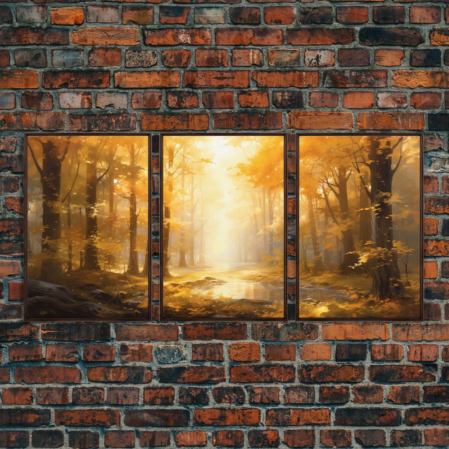 3 Panel Golden Hour Forest | Framed Canvas Print