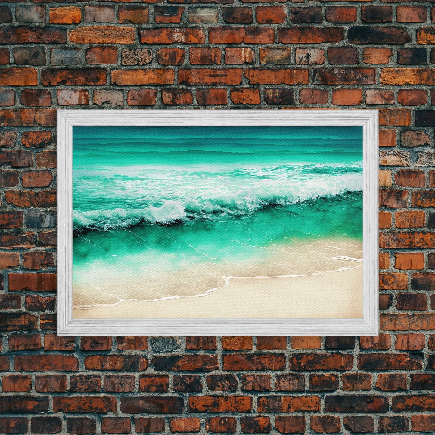 Emerald Green Waves Breaking | Framed Canvas Print