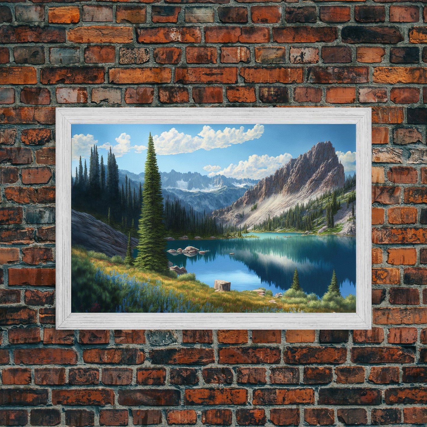 Pine Tree Lake | Framed Canvas Print