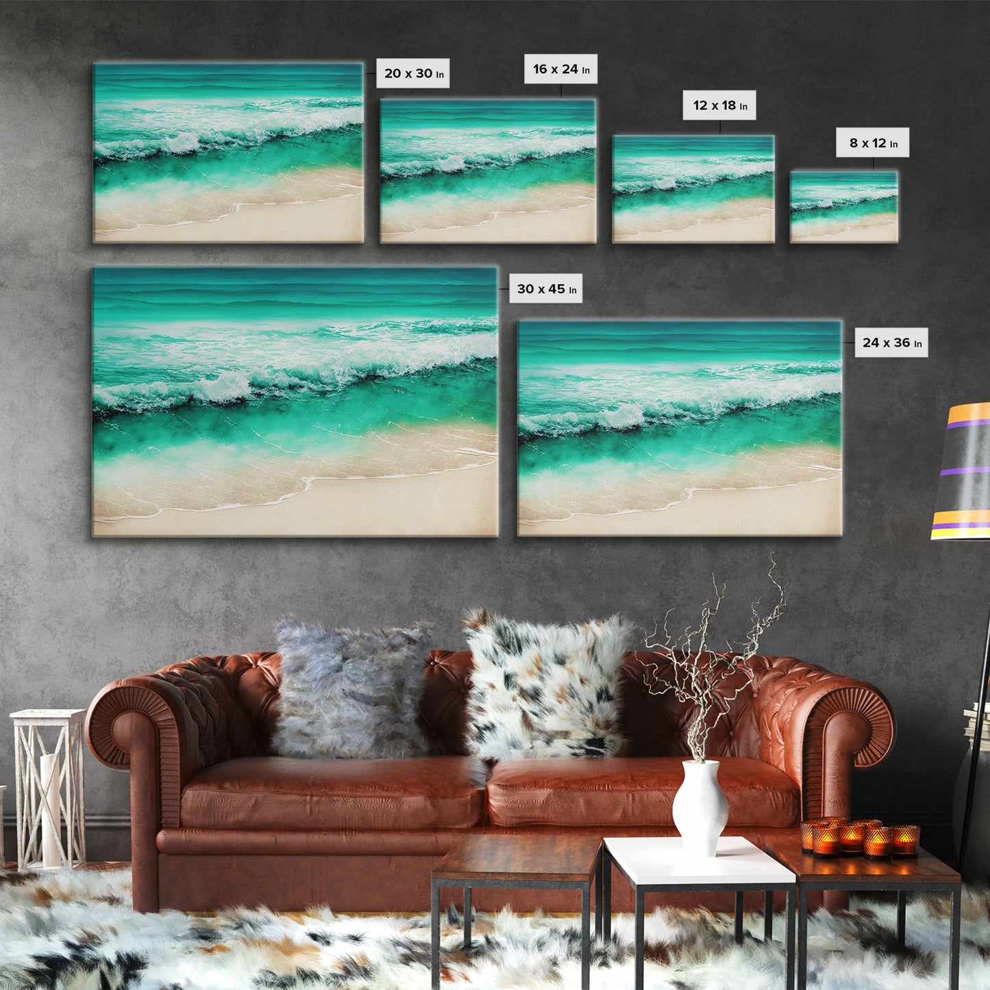 Emerald Green Waves Breaking | Framed Canvas Print