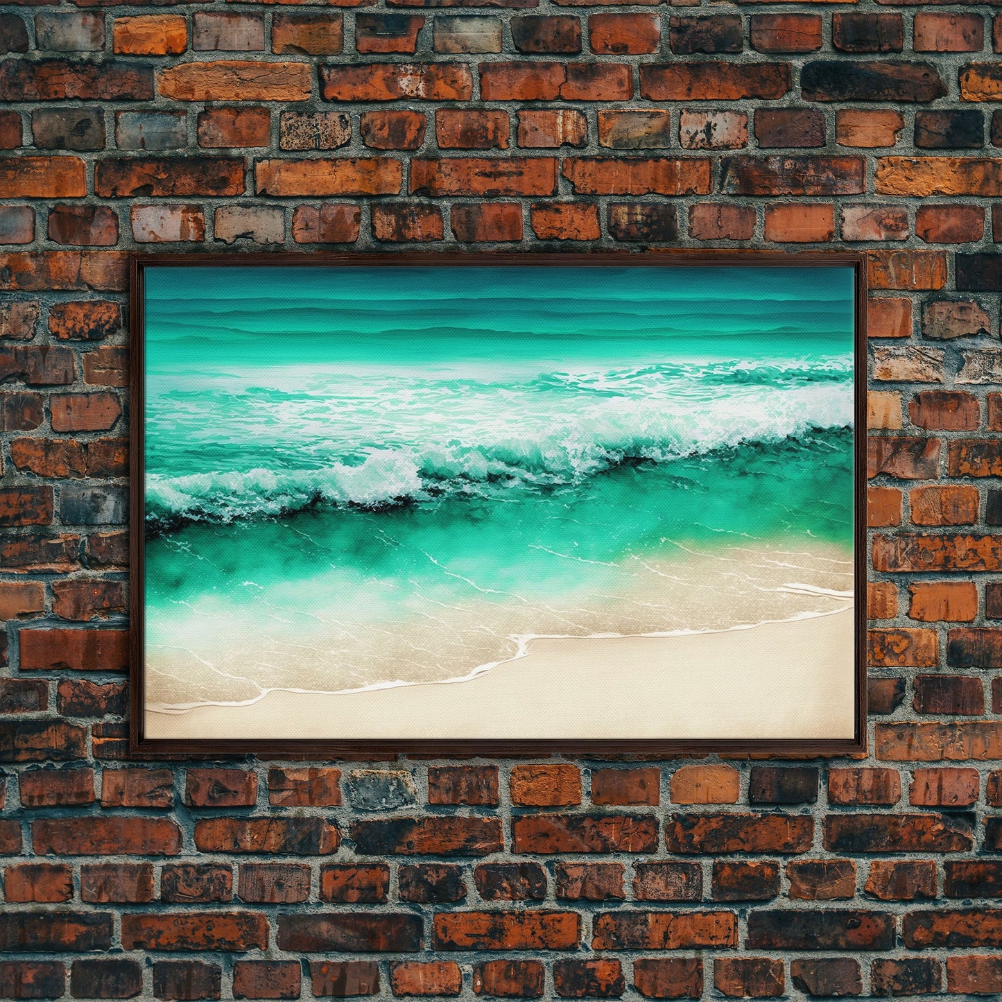 Emerald Green Waves Breaking | Framed Canvas Print