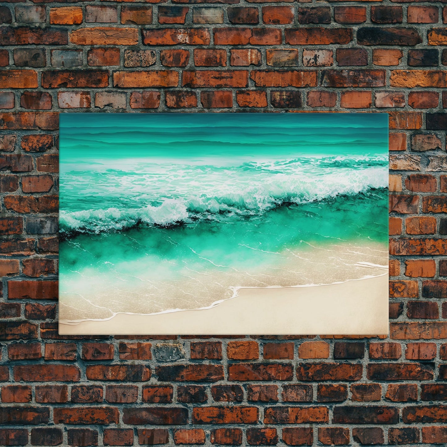 Emerald Green Waves Breaking | Framed Canvas Print