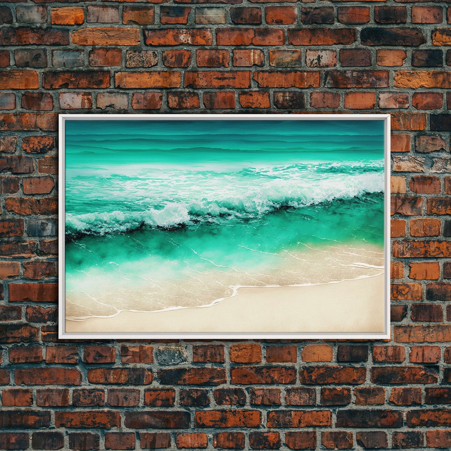 Emerald Green Waves Breaking | Framed Canvas Print