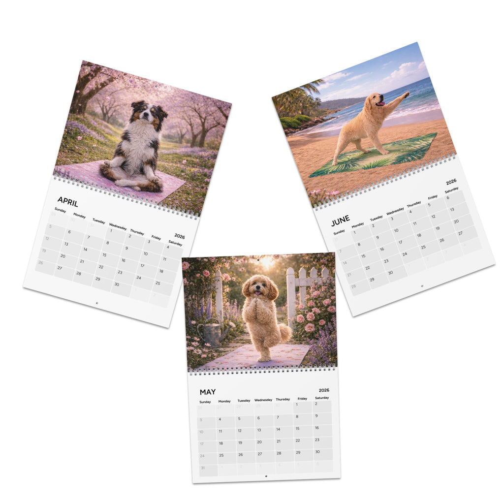 Dog Yoga Calendar () calendar with nature-inspired artwork - product view 4